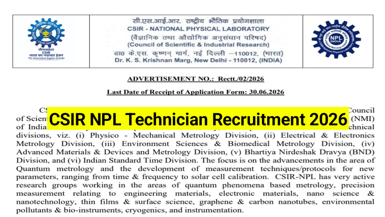 CSIR-NPL-Technician-Recruitment-2026