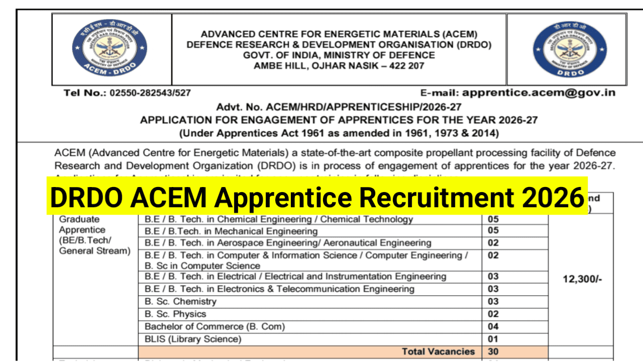DRDO-ACEM-Apprentice-Recruitment-2026